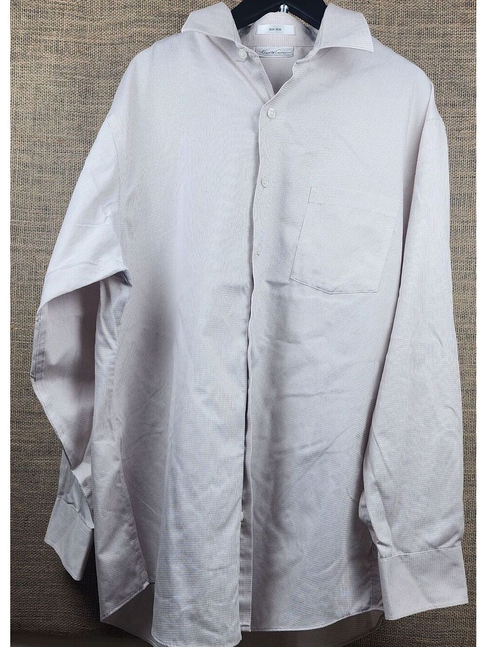 Kenneth Cole New York Men's 100% Cotton Button Down Shirt Size 17.5 34/35 Beige